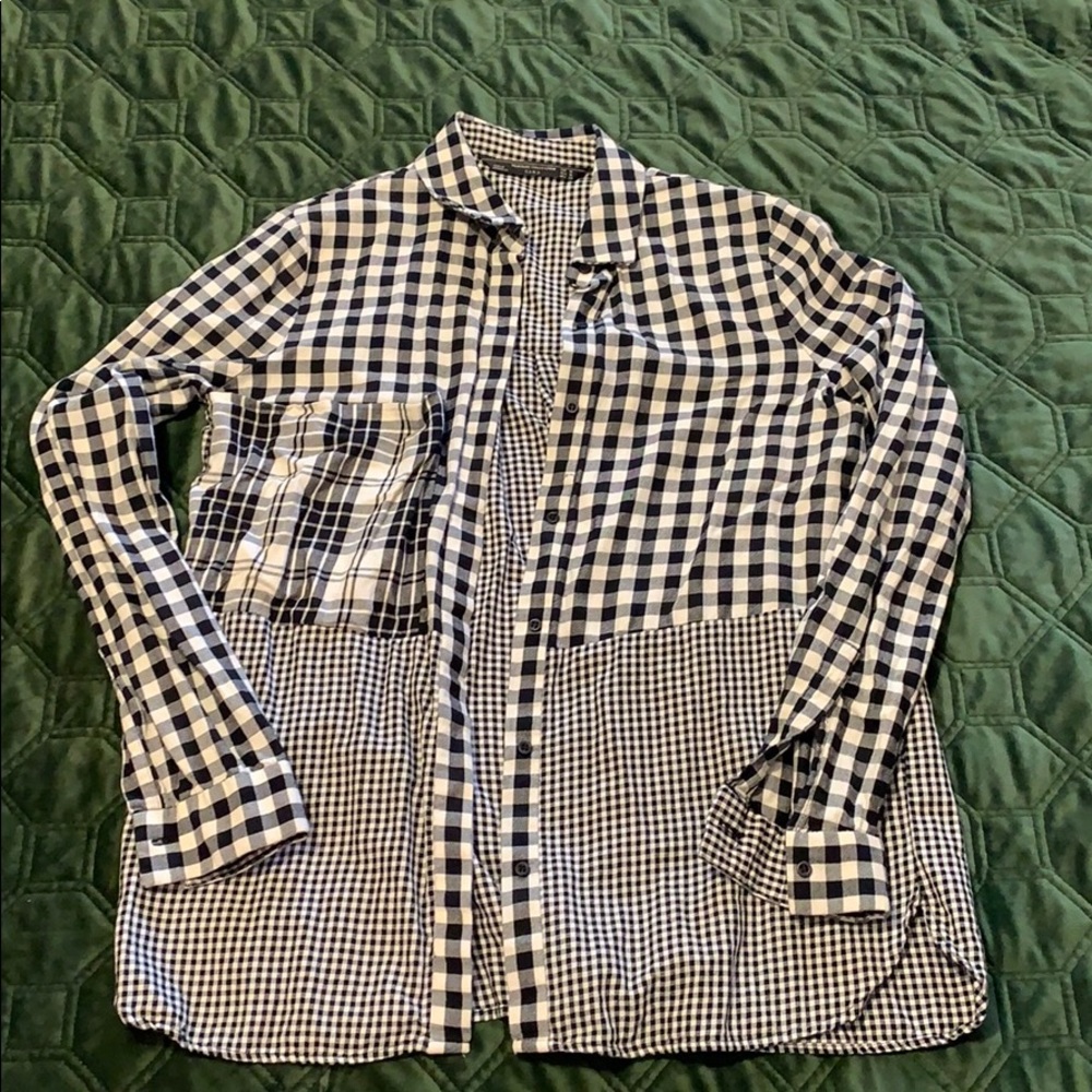 Zara Checkered Button-Up Shirt/Blouse